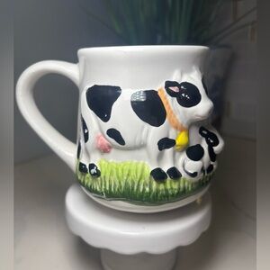 KMC vintage 3D ceramic themed cow collectible farmhouse-style coffee cup mug